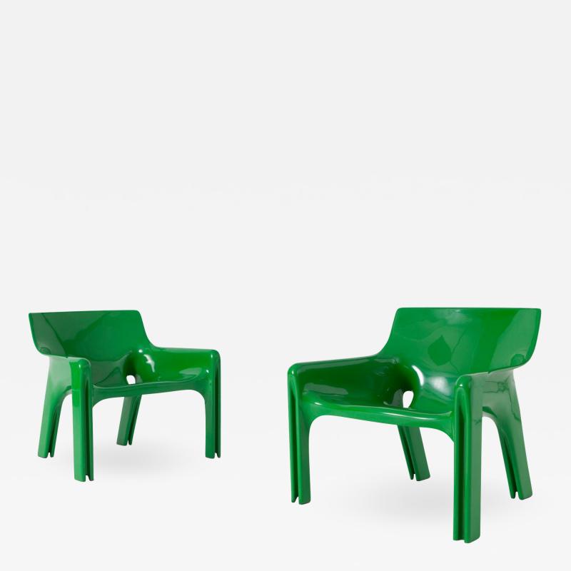 Vico Magistretti Vico Magistretti Vicario Green Lounge Chairs 1970s