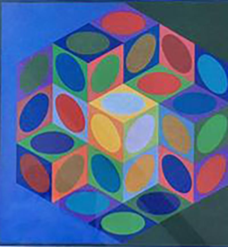 Victor Vasarely Series 1977 Victor Vasarely Colorful Optic Silkscreen