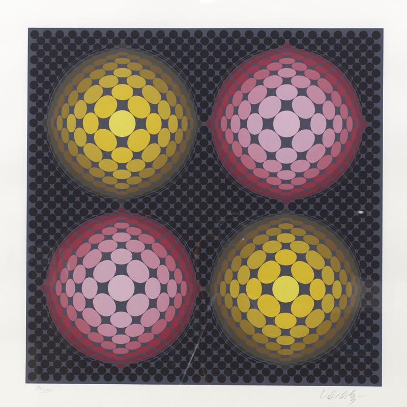 Victor Vasarely Victor Vasarely Mid Century Framed Serigraph