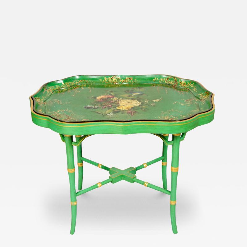 Victorian Apple Green Papier Mache Tray Table by Jennens Bettridge s