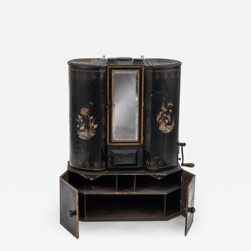 Victorian Black Tole Chuck Wagon Kitchen Cabinet