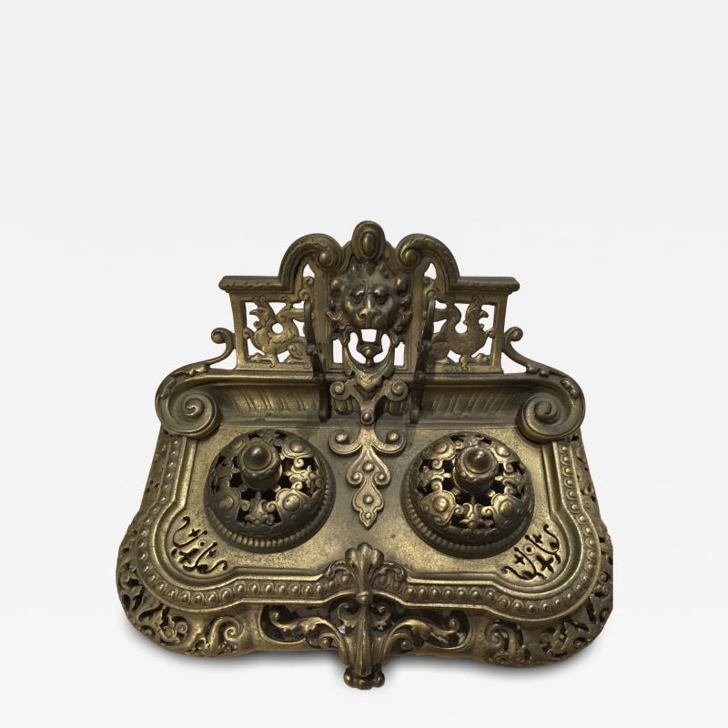Victorian Brass Inkwell Circa 1870 1900