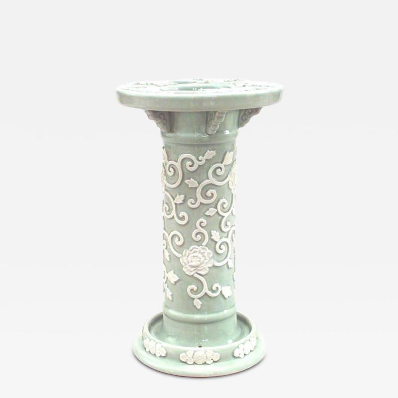 Victorian Celadon and Porcelain Umbrella Stand