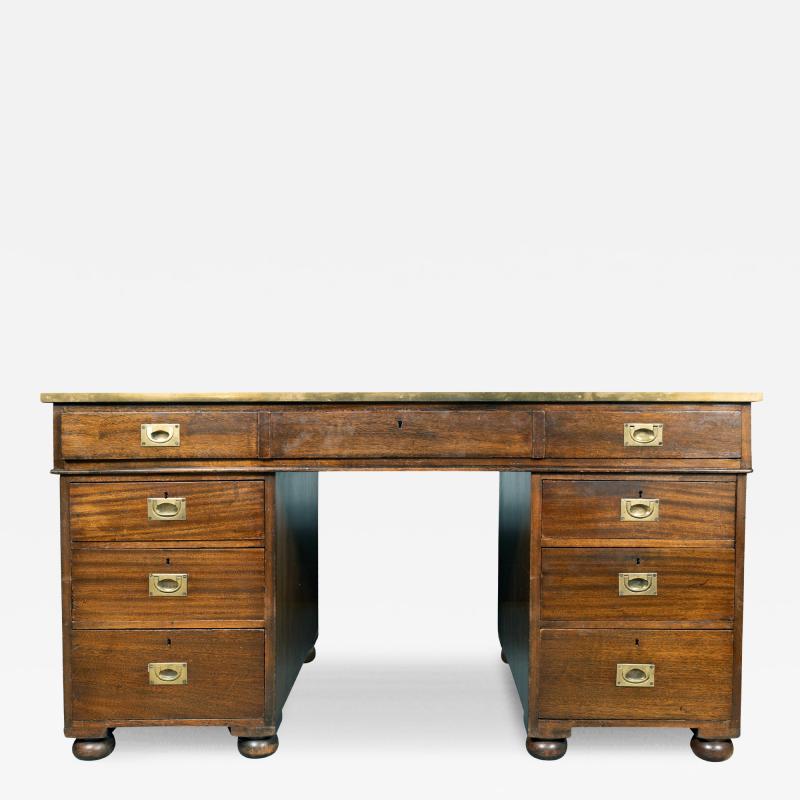 Victorian Mahogany And Brass Campaign Desk