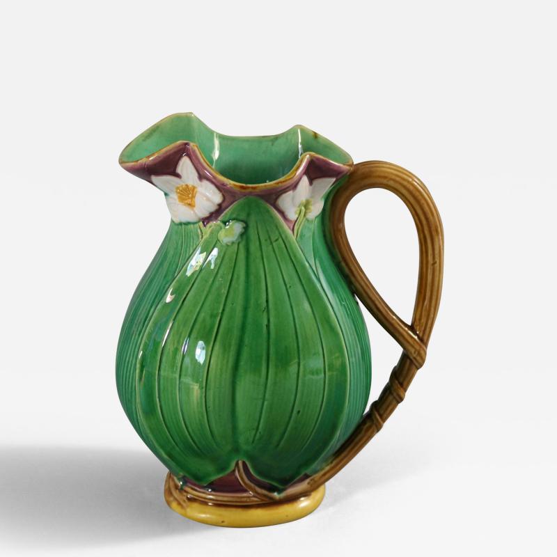 Victorian Minton Majolica Lily Pad and Flower Jug Pitcher