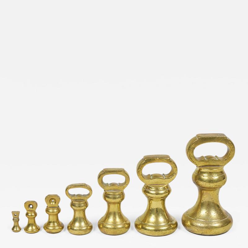 Victorian Set Seven Brass Bell Form Weights