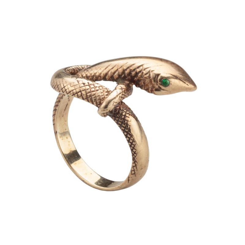 Victorian Snake Ring Emerald 14kt size9 5