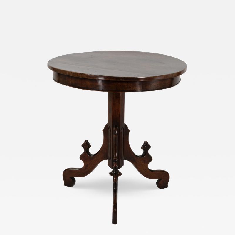 Victorian Walnut Tripod Side Table on Column Base English Circa 1860 