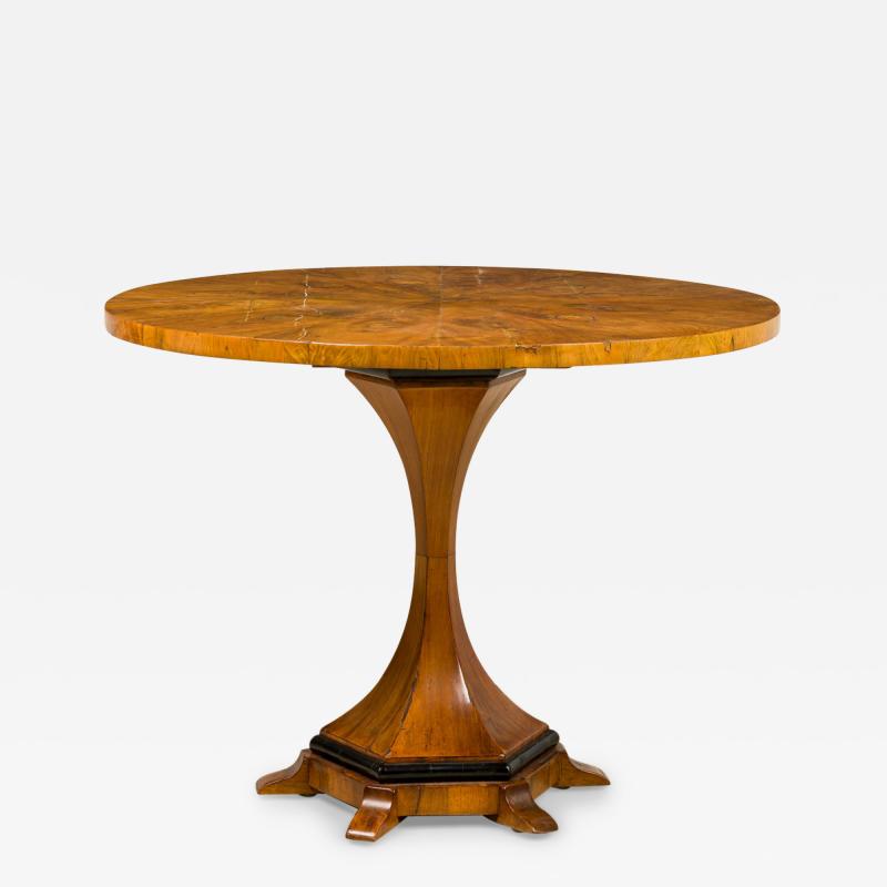 Viennese Biedermeier Figured Fruitwood Walnut and Ebonized Center Table