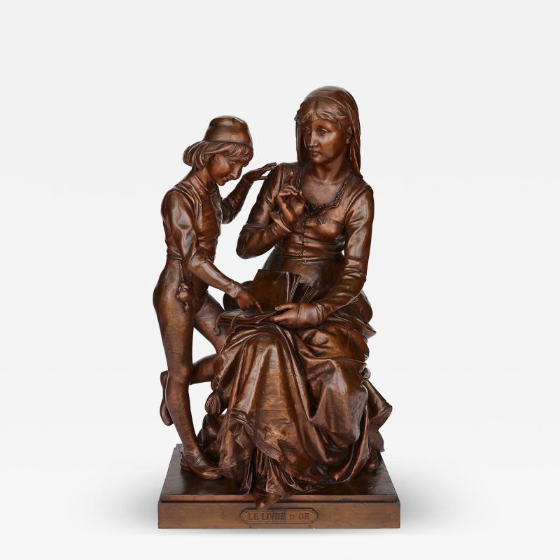 Vincent Desire Faure de Brousse Bronze mother and child by Faure de Brousse