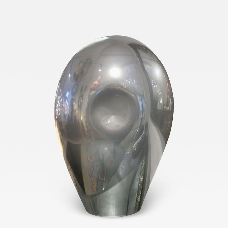 Vincenzo Nason 1970s V Nason Italian Vintage Cast Silver Mirror Glass Abstract Sculpture Lamp