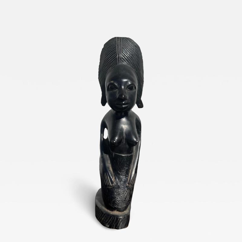 Vintage 15 Yoruba Kneeling Woman Ebony Sculpture