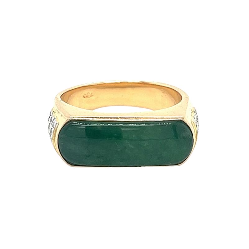 Vintage 18K Yellow Gold Jadeite Jade and 0 20 CTW Diamond