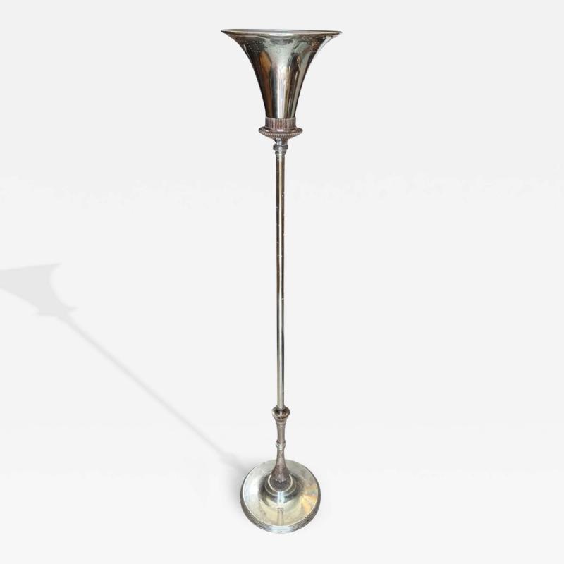 Vintage 1930s Art Deco Space Age Chrome Torchiere Floor Lamp