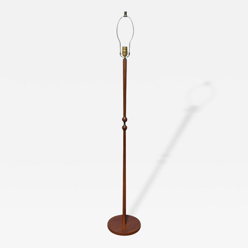 Vintage 1960s Danish Teak Brass Floor Lamp