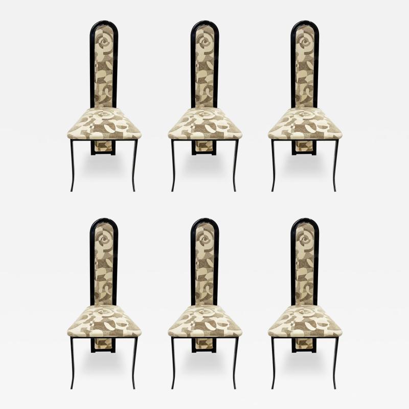 Vintage 1980s Upholstered Postmodern Dining Chairs Set of 6