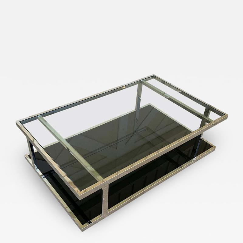 Vintage 2 Tier Coffee Table in Chrome and Glass