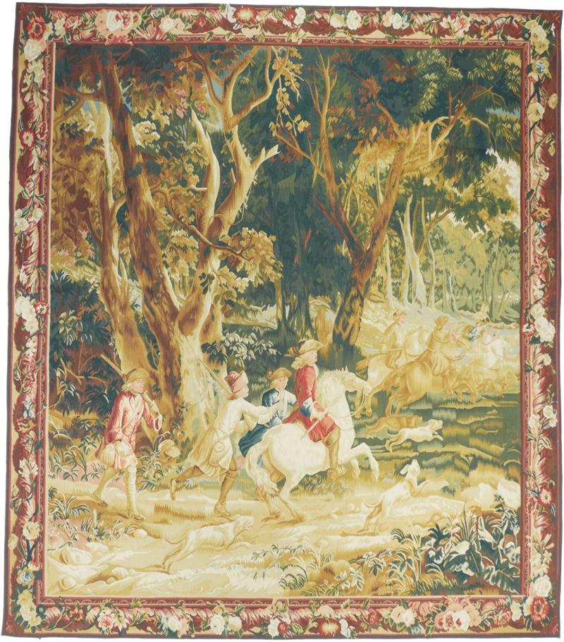 Vintage Belgium Pictorial Tapestry 75 x 77