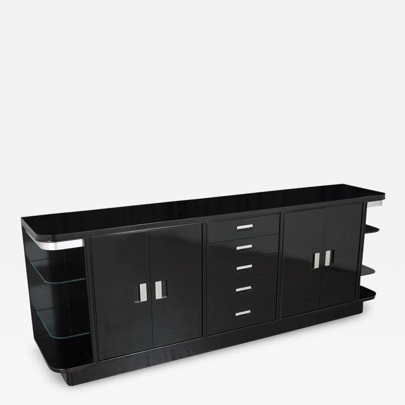 Vintage Black Mid Century Modern Credenza