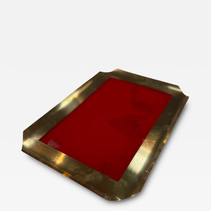 Vintage Bras Tray with Red Glass Insert