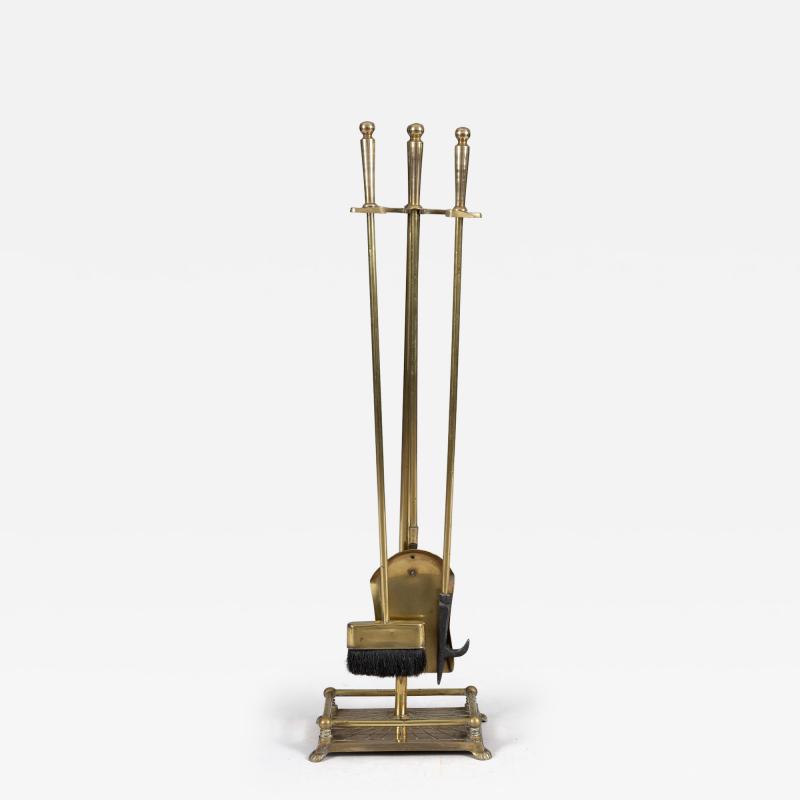 Vintage Brass Fireplace Tool Set and Stand
