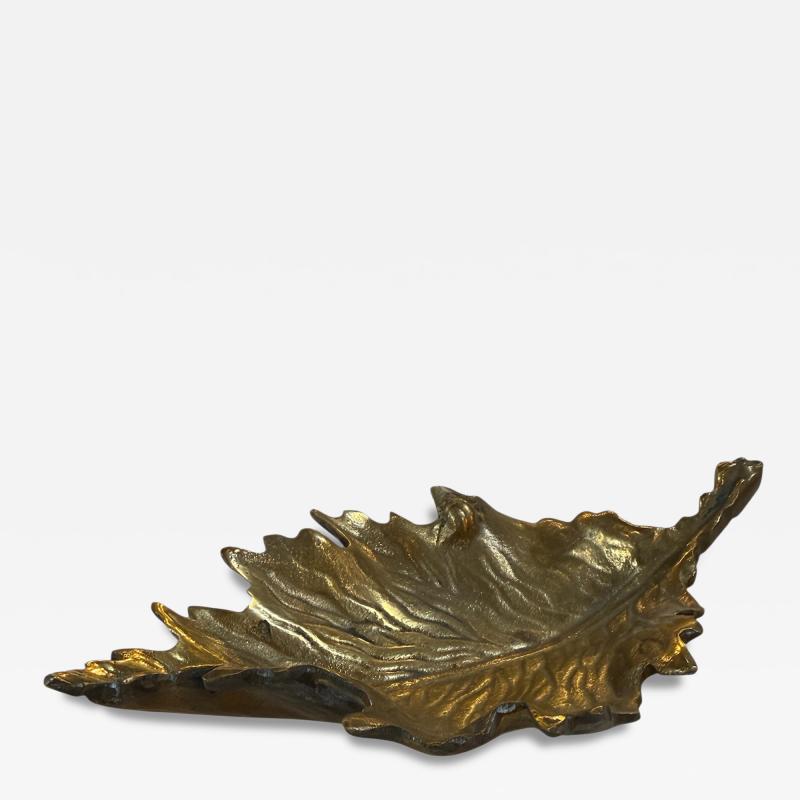 Vintage Brass Maple Leaf Dish Catchall Bowl
