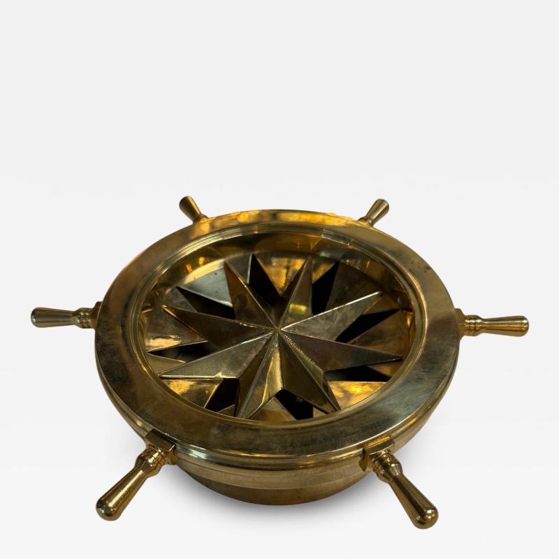 Vintage Brass Nautical Ship Wheel Ashtray