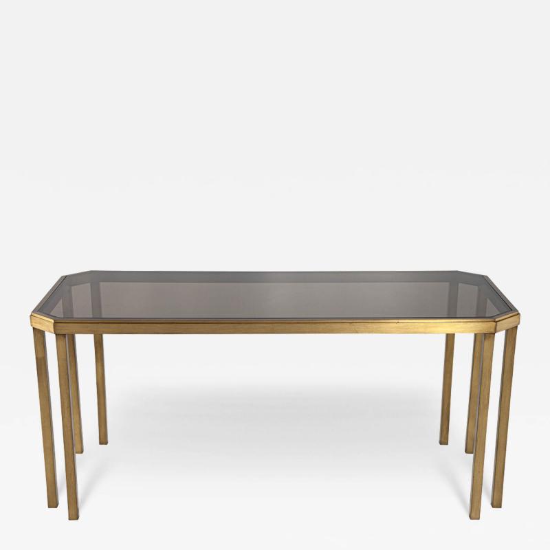 Vintage Brass and Smoked Glass Console Table