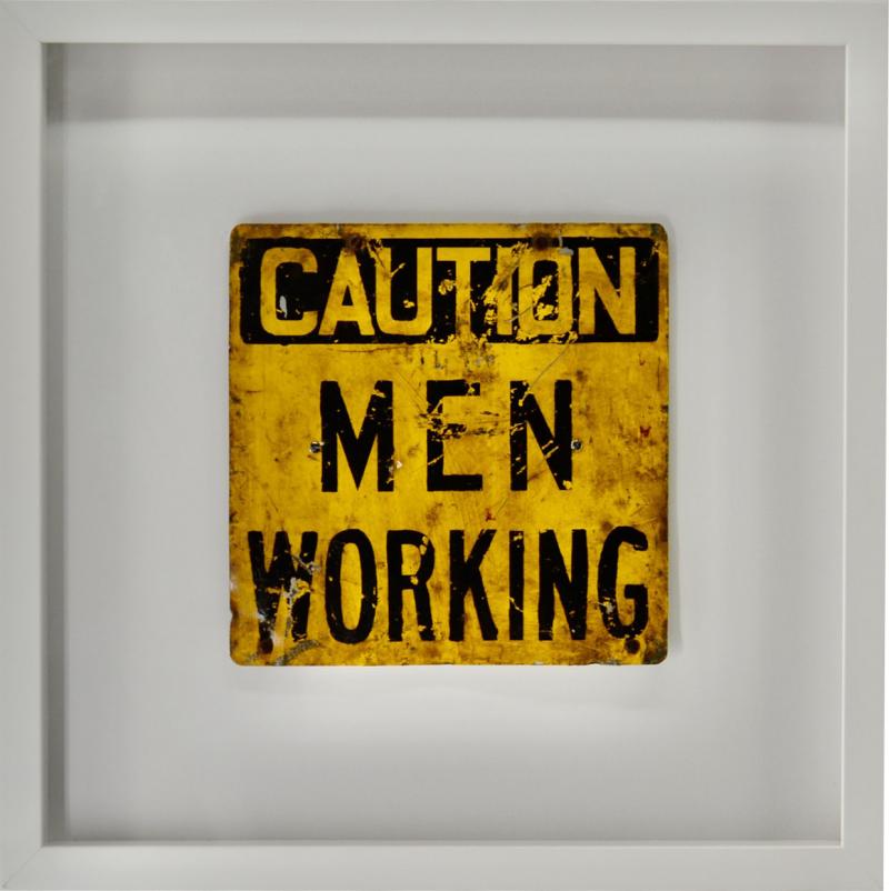 Vintage Caution Men Working 