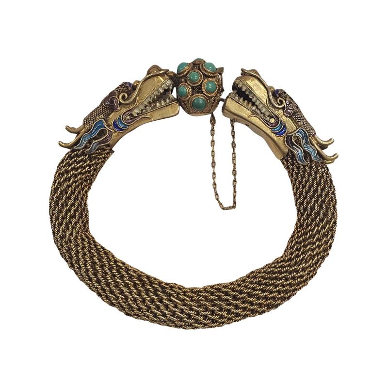 Vintage Chineese Silver Dragon Bracelet