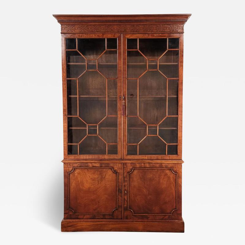 Vintage Chinese Chippendale Mahogany Glazed Bookcase Bespoke circa 1970