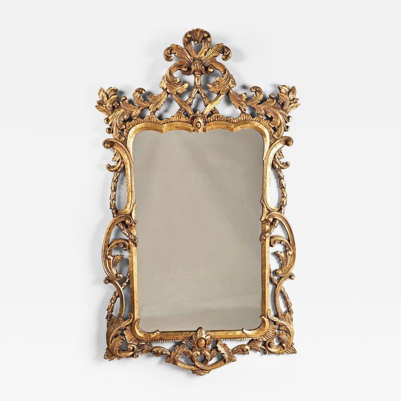 Vintage Chippendale Style Giltwood Mirror Probably Italy circa 1950