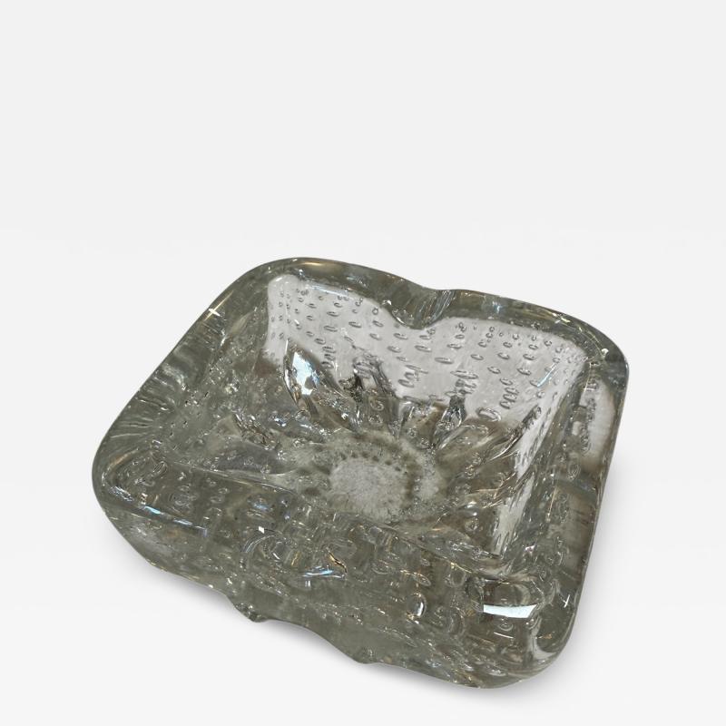Vintage Clear Textured Glass Ashtray with Bubble Pattern