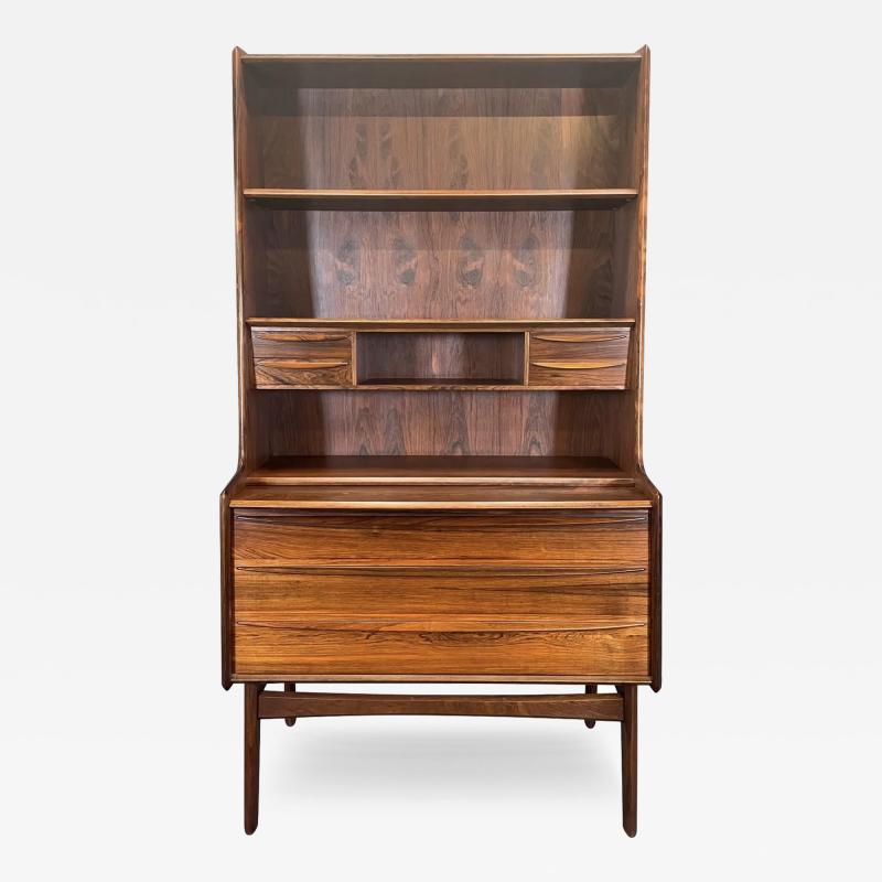Vintage Danish Mid Century Modern Rosewood Secretary Bookcase
