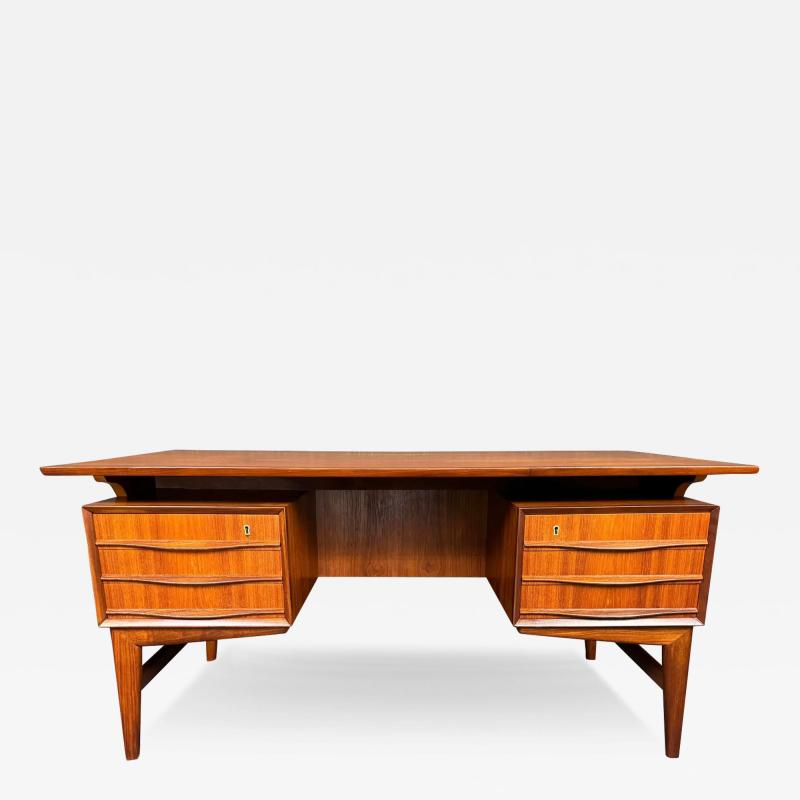 Vintage Danish Mid Century Modern Teak Floating Writing Desk