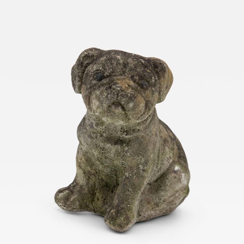 Vintage English Bulldog or Pug Dog Stone Garden Statue English mid 20th C 