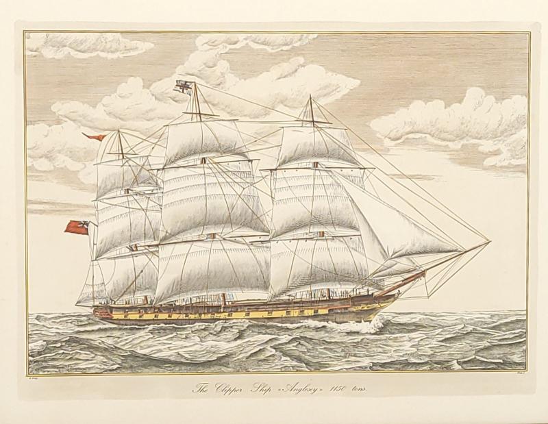 Vintage English Print The Clipper Ship Anglesey 