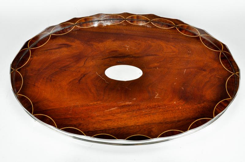 Vintage English Wood Inlay Barware Tray