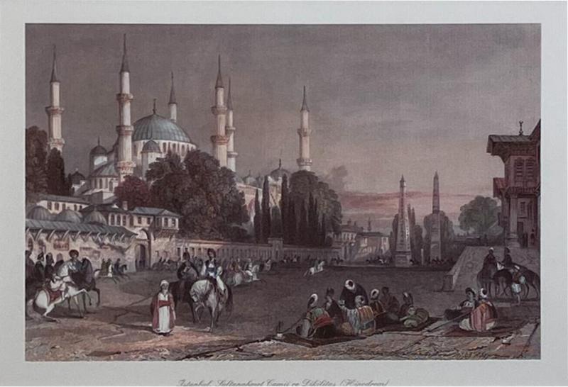 Vintage Engraving of the Blue Mosque Circa 20th Century
