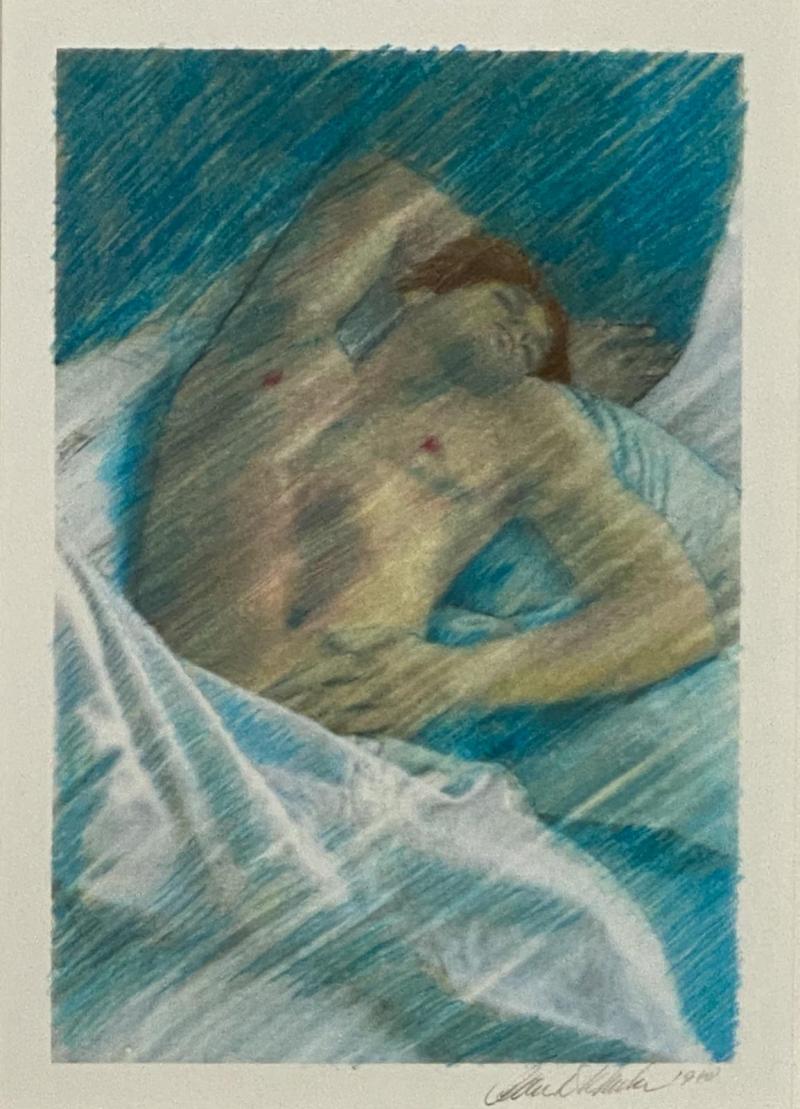 Vintage Etching of a Sleeping Person