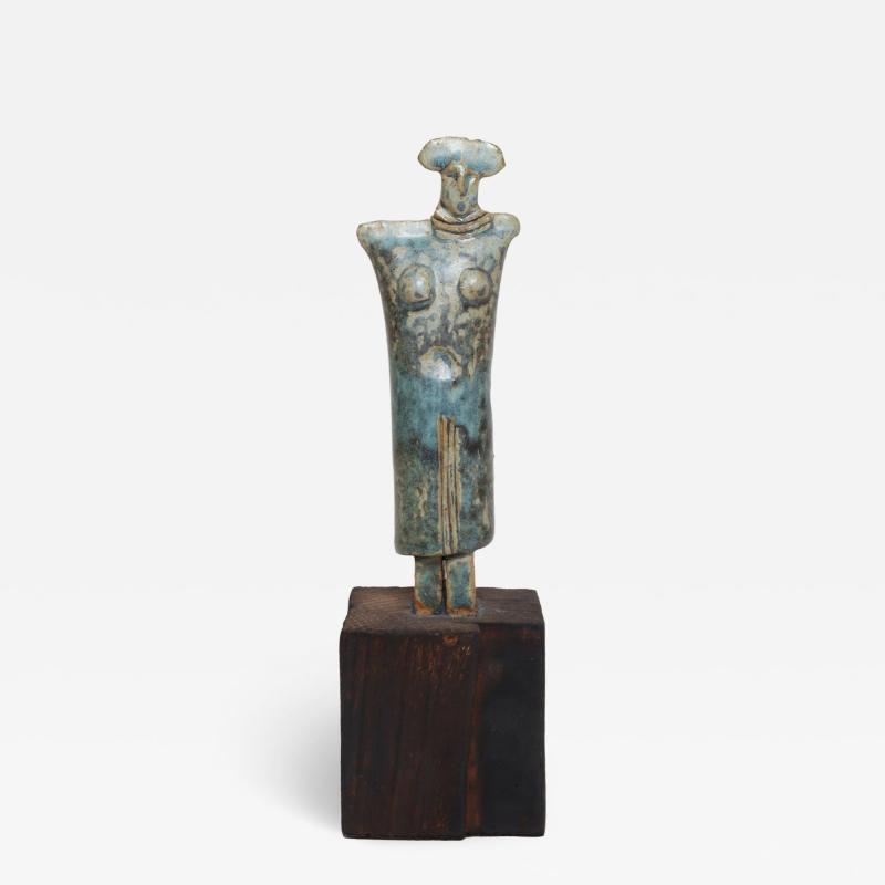 Vintage Etruscan Style Mounted Terracotta Female Idol Deity Effigy Sculpture