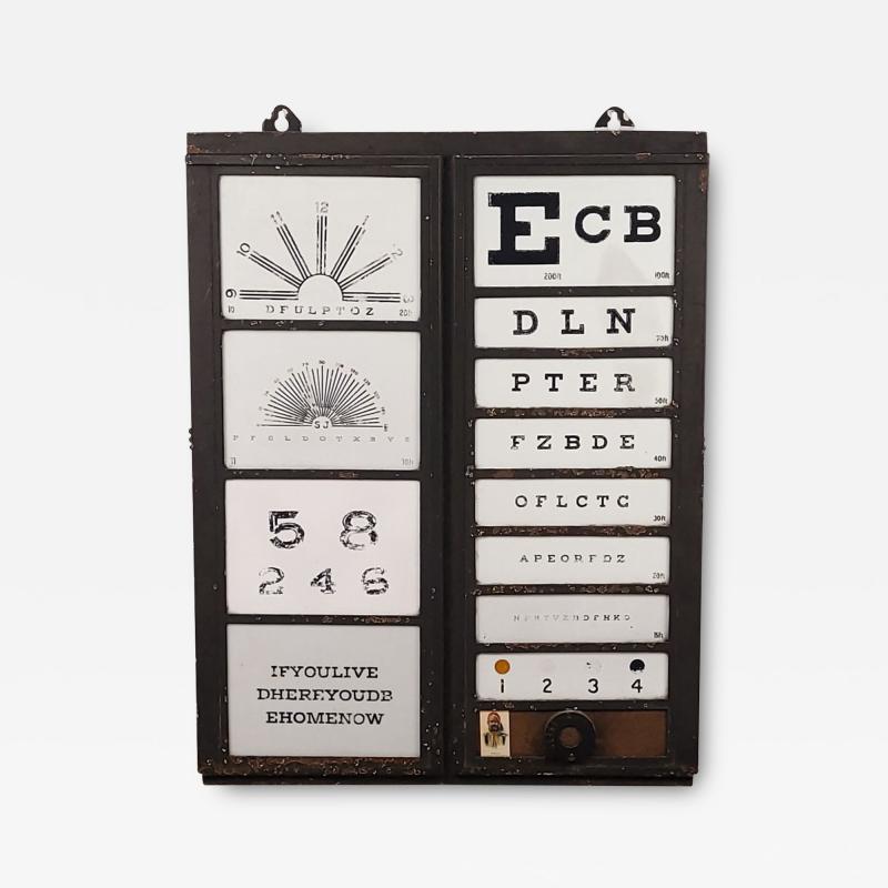 Vintage Eye Testing Chart circa 1950 back lit 