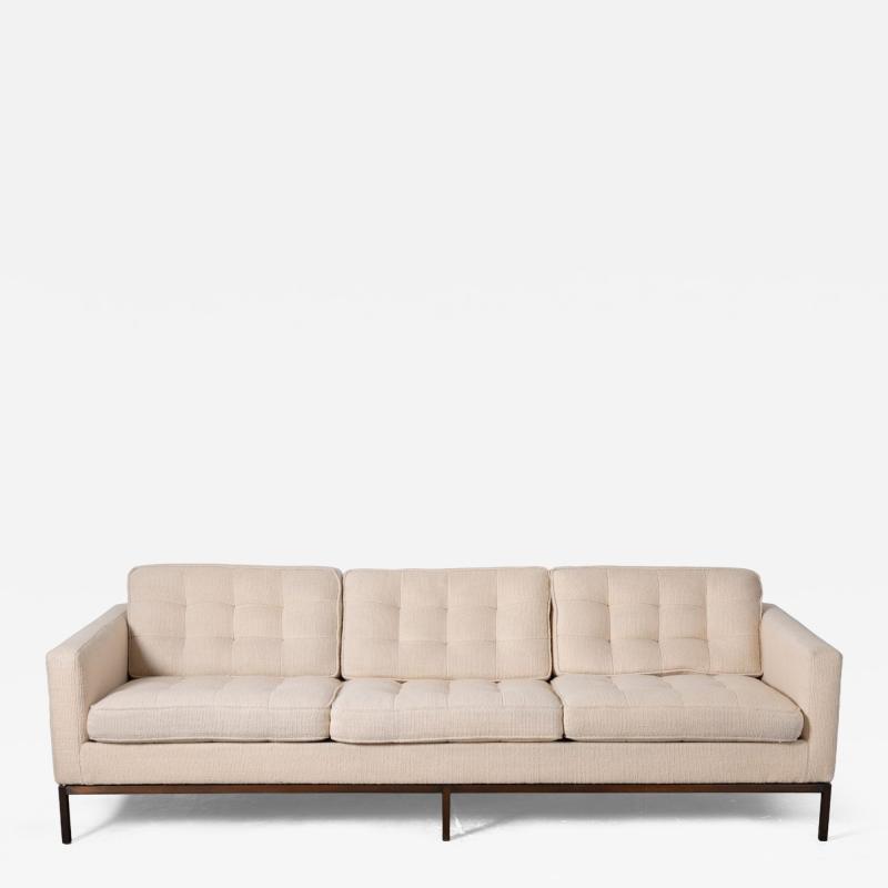 Vintage Florence Knoll Sofa in Original Woven Ivory Wool with Bronze Base 1960s