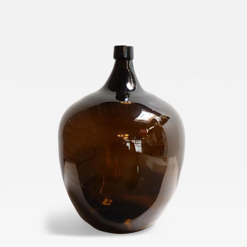 Vintage French Amber Glass Demijohn Bonbonne Ambr e Brune