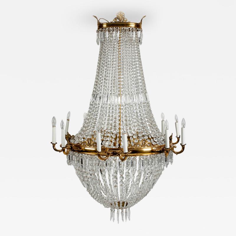 Vintage French Bell Shape Crystal Chandelier