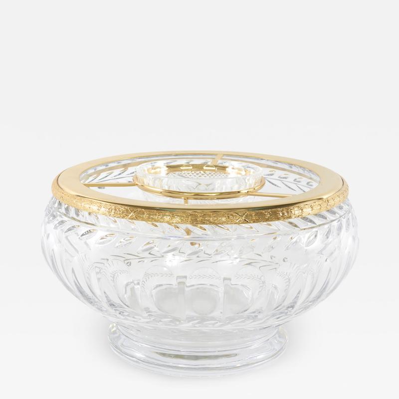 Vintage French Cut Crystal Gilt Bronze Caviar Service
