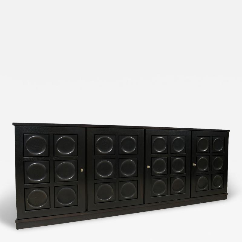 Vintage French Graphic Ebonized Oak Sideboard