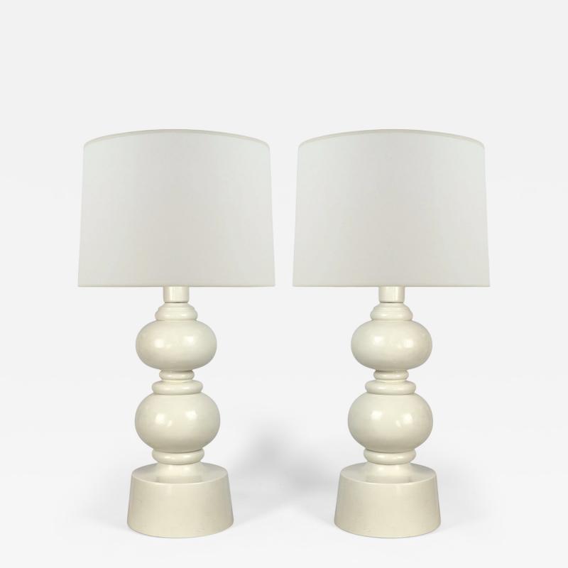 Vintage French Lacquered Wood Table Lamps