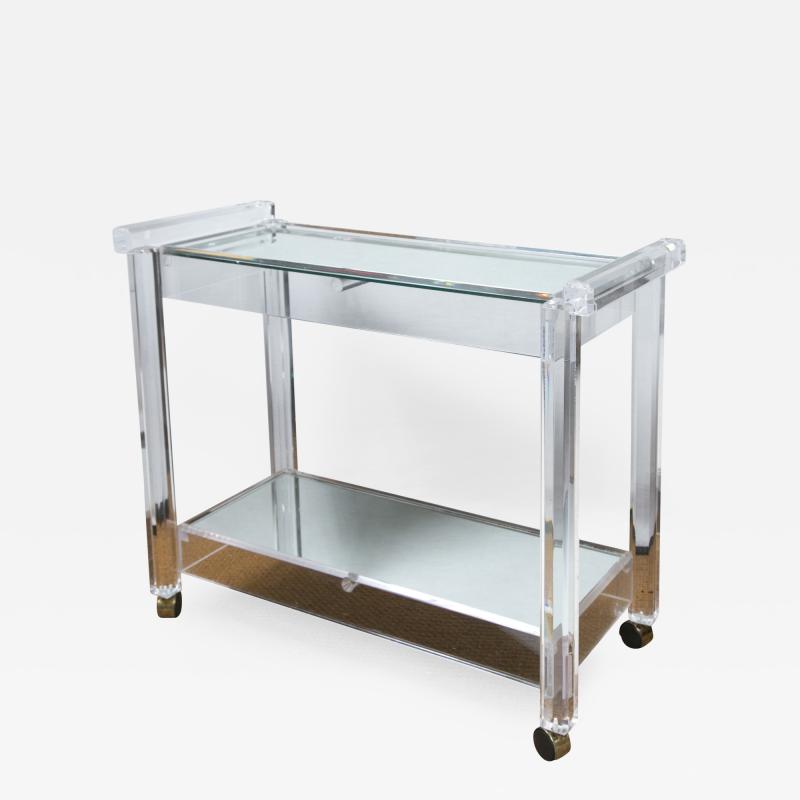Vintage French Lucite Bar Cart with Antique Mirror Tiers