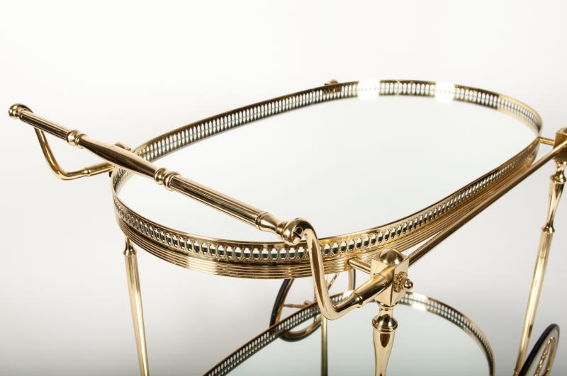 Vintage French Solid Brass Bar Cart